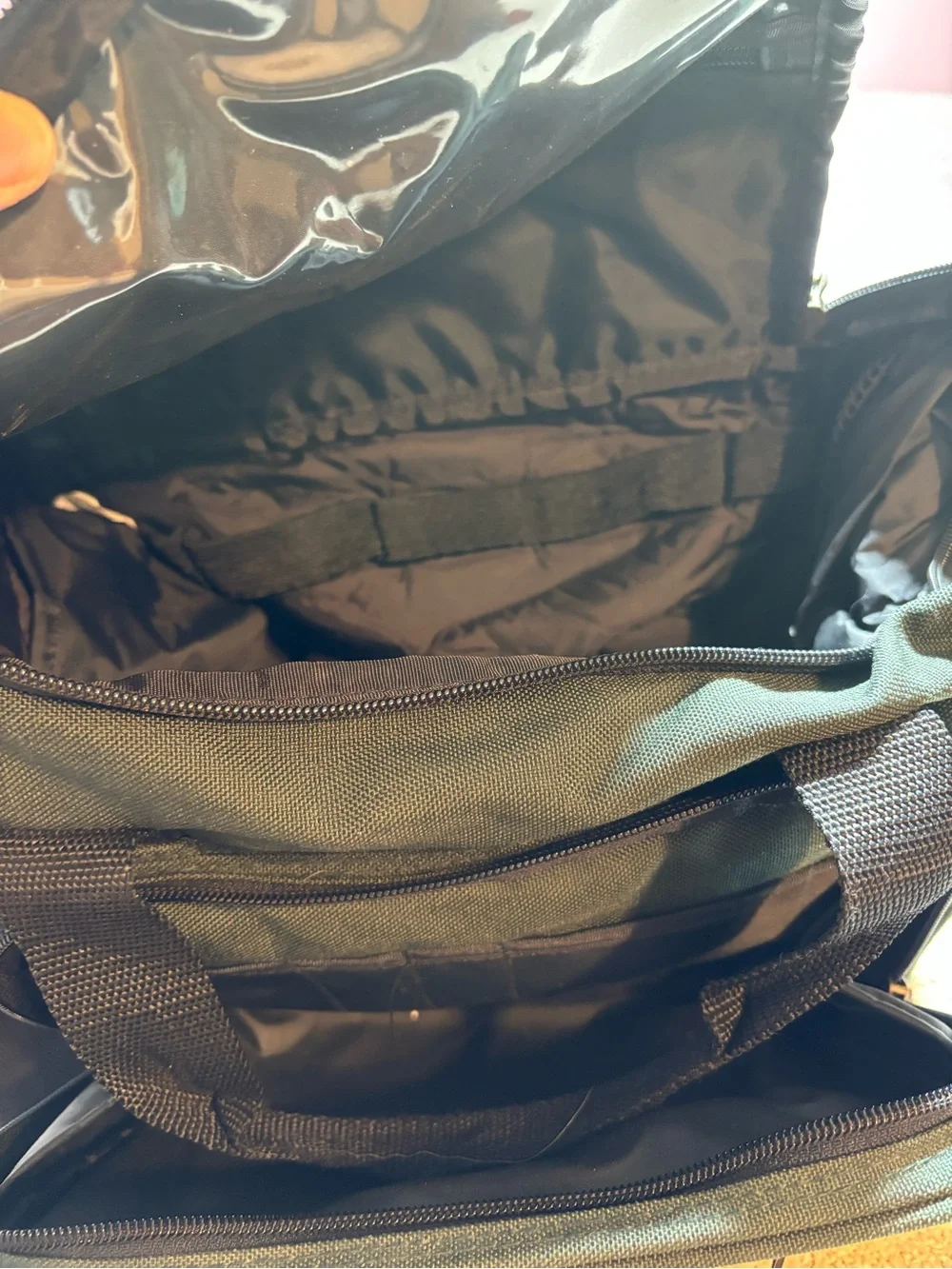 Eddie Bauer men’s small vintage bag with leather overnight bag